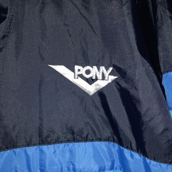 Pony 1/4 Zip Windbreaker Pullover Jacket-Large-Hooded-Front Pocket-Vented-Vintag - Picture 3 of 7